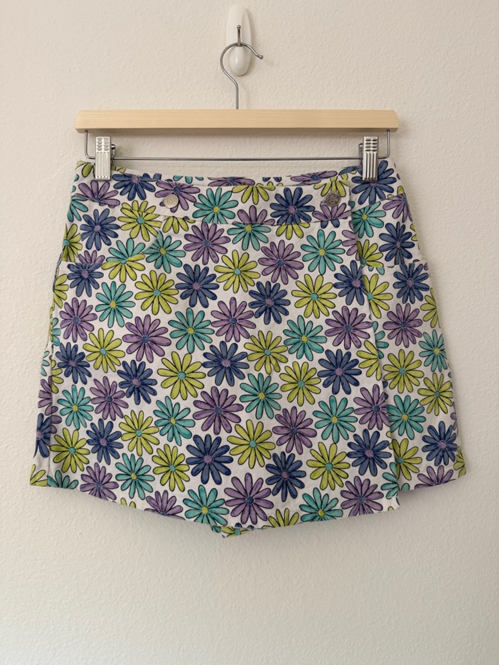Vtg A. Byer Retro Floral Denim Skort Shorts Skirt Size 26 Small S Summer Travel